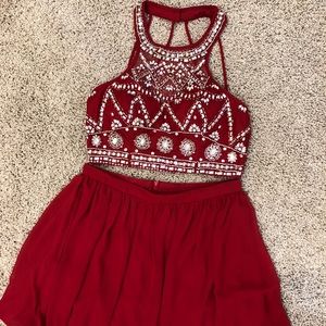 Red Two Piece Homecoming Dress
